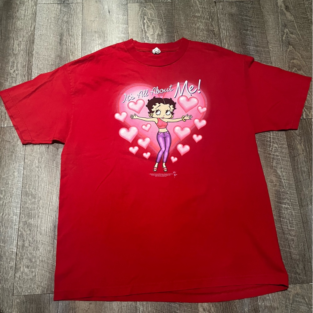 Vintage AAA Alstyle Apparel Red Cotton Crew Neck Betty Boop Shirt Sz XL Y2K
